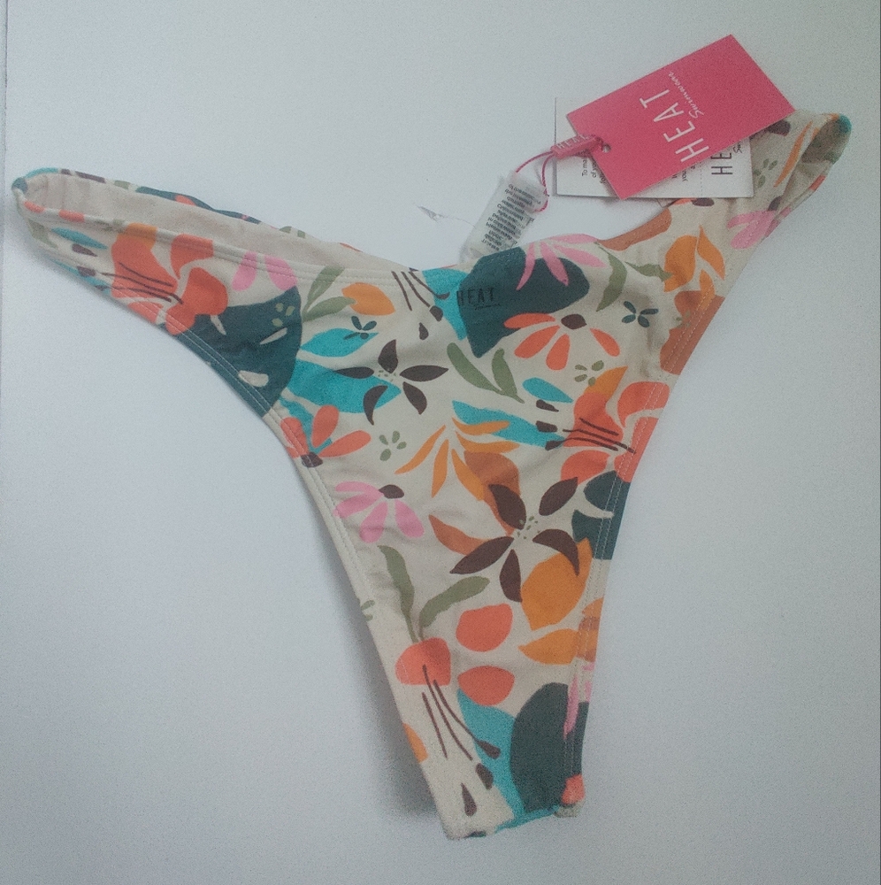 🆕 HEAT colorful floral thong Bikini bottoms summer vacation beach pool_XL